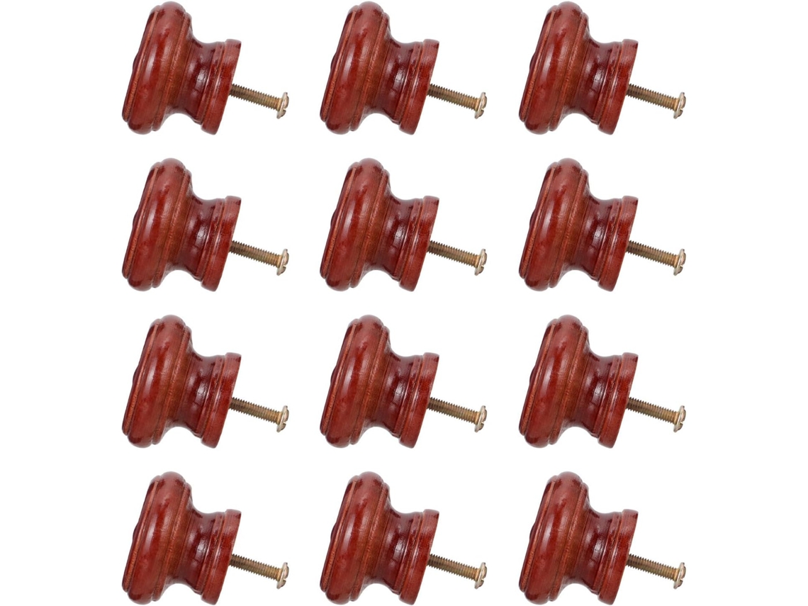 Conjunto De 12 Puxadores De Madeira Marrom Para Armários, Design Exclusivo.