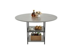 Mesa De Jantar Redonda Cinzenta De 120 Cm Em Mdf Com Estrutura Metálica Tekmaquinas
