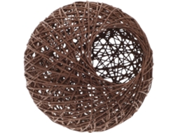 Abajur De Mesa Redondo Em Rattan, 15 Cm, Cor Marrom Escuro, Projetado Para Criar Um Ambiente Aconchegante.