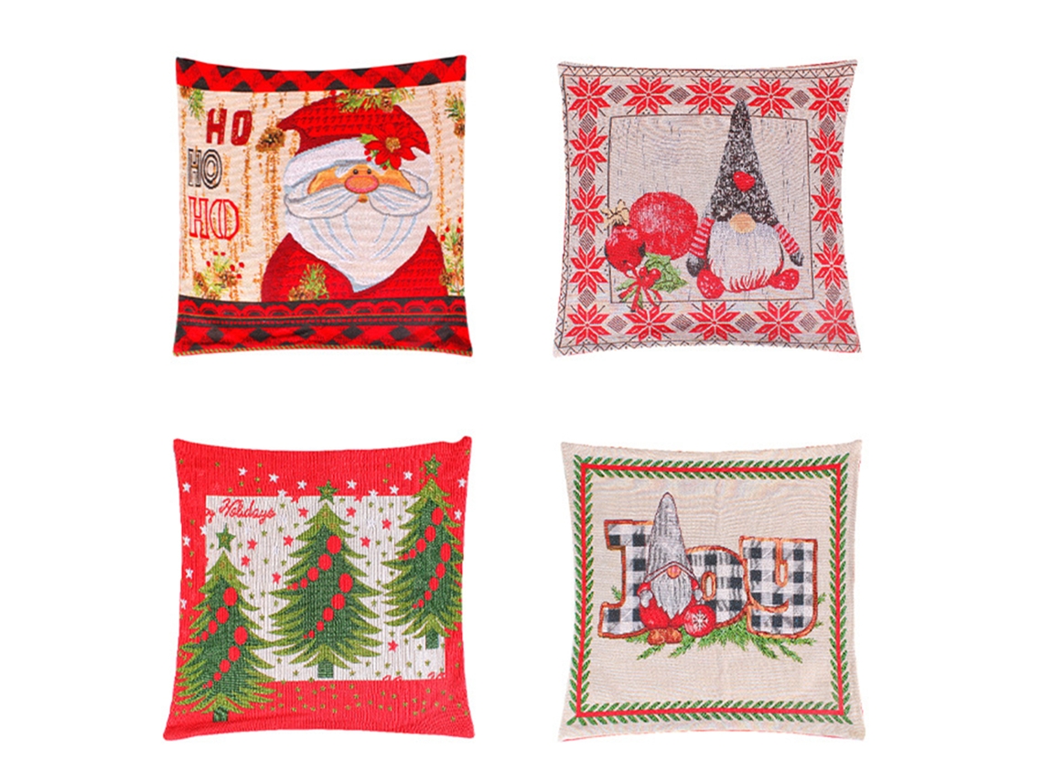 Laxiscreed Almofada De Natal Santa Claus Com Capas Decorativas Para Sofá, Conjunto De Quatro Estilos
