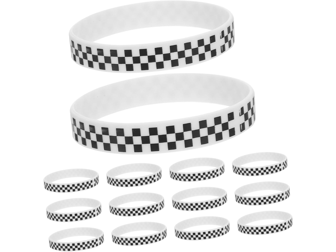 Pulseira De Silicone Xadrez Preto E Branco, 40 Peças