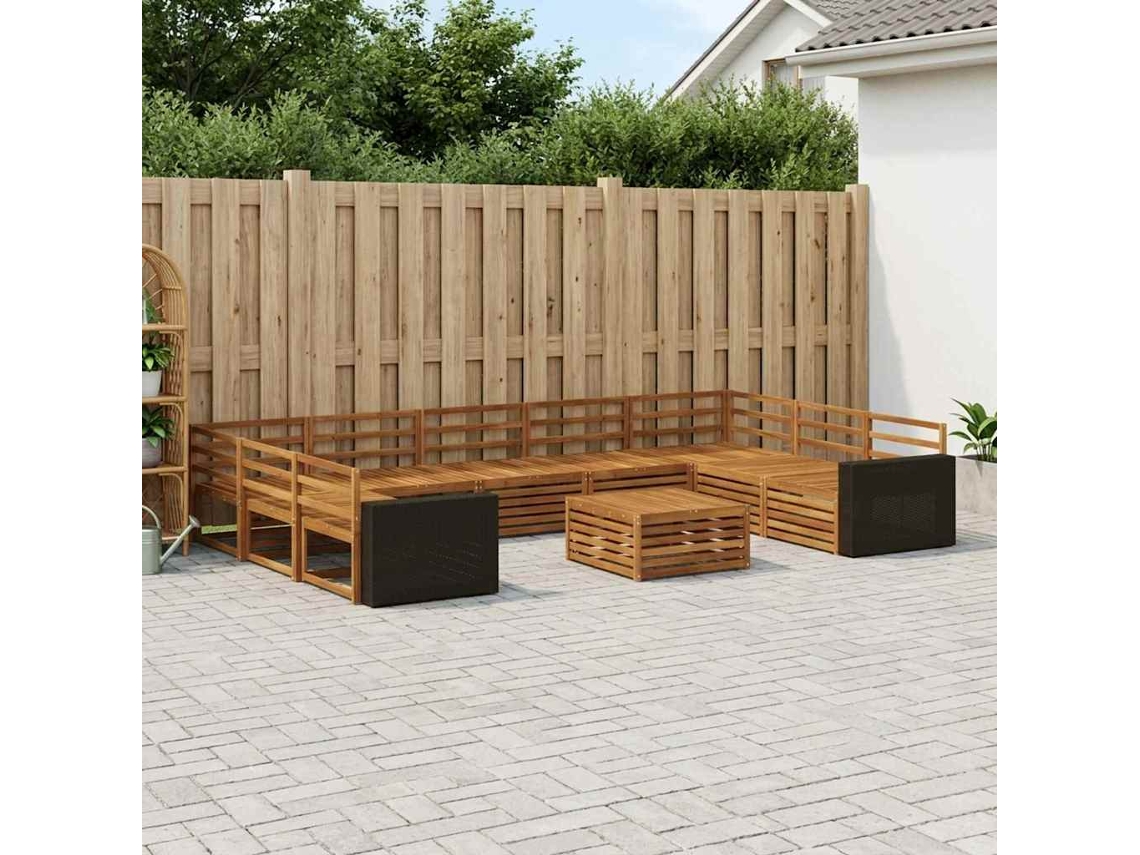 Vidaxl Conjunto De Sofás Para Exterior 10 Pcs Natural