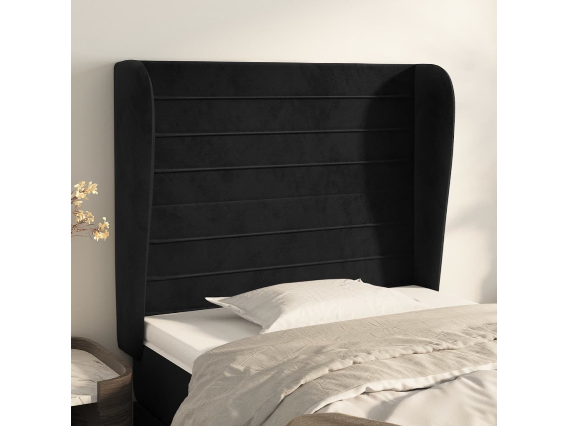 Vidaxl Cabeceira De Cama C/ Abas Veludo 83x23x118/128 Cm Preto