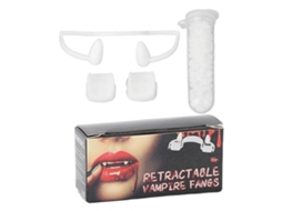 Dentes postiços retráteis assustadores para festa de Halloween, aparência realista, material ABS.