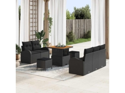 Vidaxl Conjunto De Sofá De Jardim 8 Unid. Preto Vime Pe