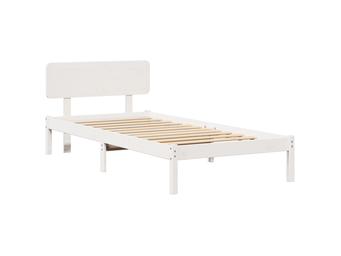 Conjunto 1 Estrutura De Cama De Madeira Vidaxl Branco Madeira De Pinho Maciça (75 X 190 Cm)