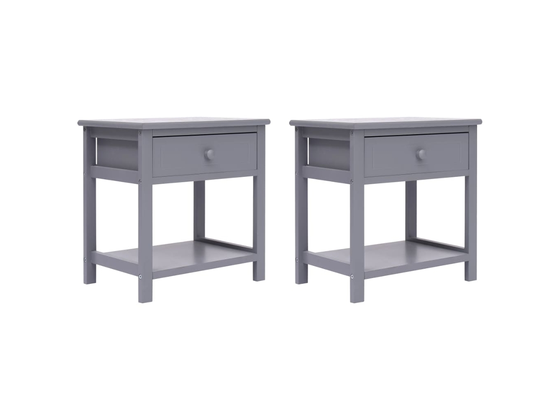 Vidaxl Mesas De Cabeceira 40x29x42 Cm 2 Pcs Madeira Paulownia Cinzento