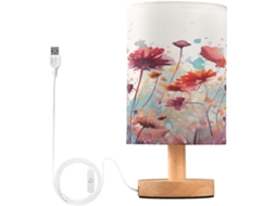 Luminária de cabeceira LED com portas USB, mesa de leitura para quarto, cúpula Tído e base Madeira, escrivaninha para quarto.