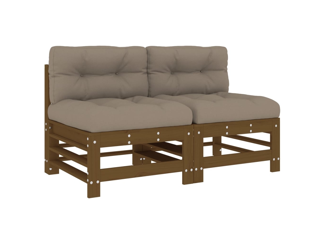 Maison Exclusive - Sofás De Centro Com Almofadões 2 Pcs Pinus Maciço Marrom-mel
