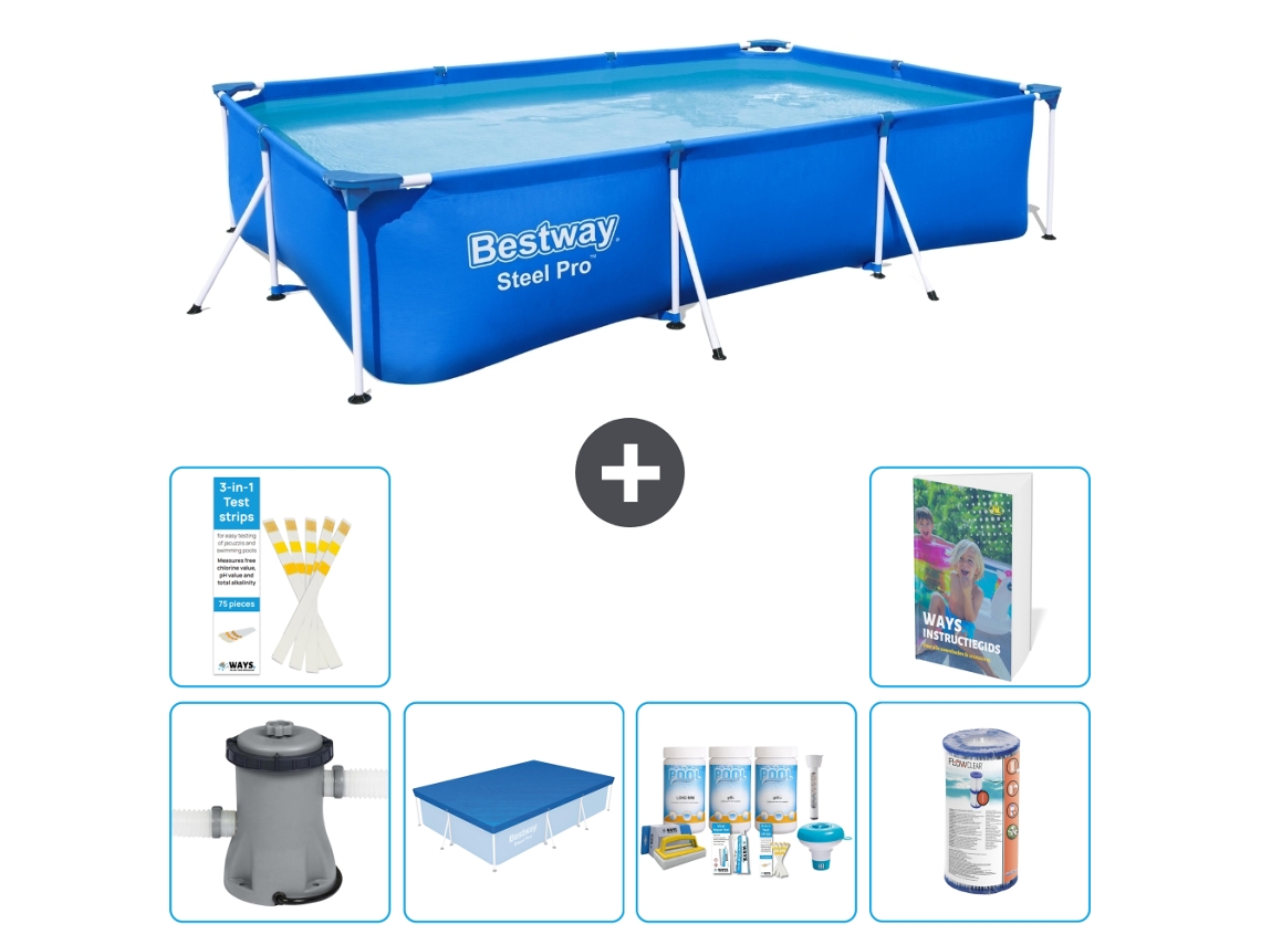 Bestway Piscina Bestway Steel Pro Retangular - 300x201x66 Cm - 7-peças S208
