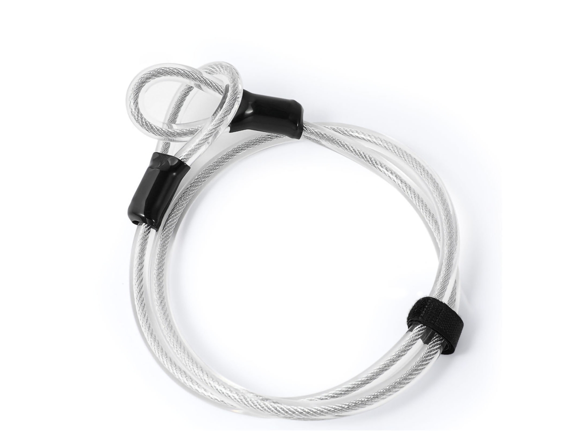 Cable De Acero Para Bicicleta Con Doble Lazada Resistente A Rasguños Alta Resistencia Flexibilidad Seguridad Plata