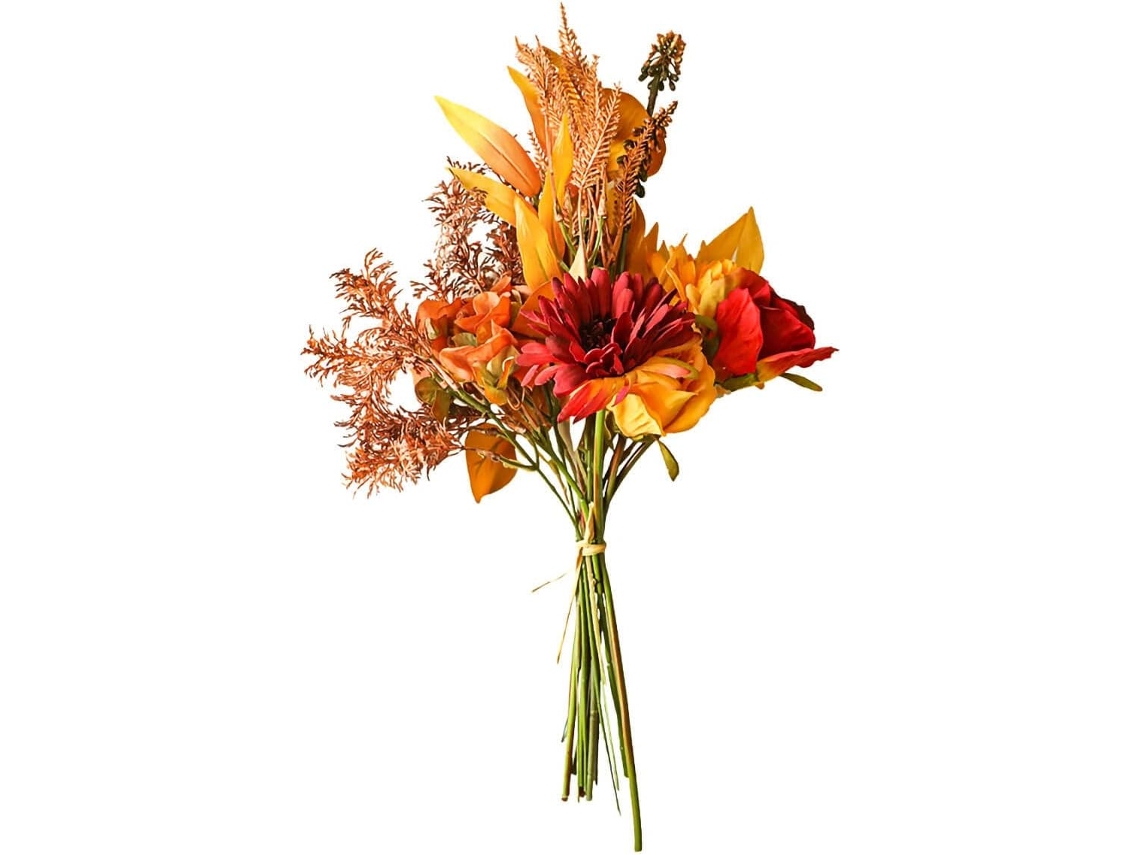 Buquê de Flores Artificiais, Flores Falsas, Flores Artificiais Laranja Outono. AQUAFORGE
