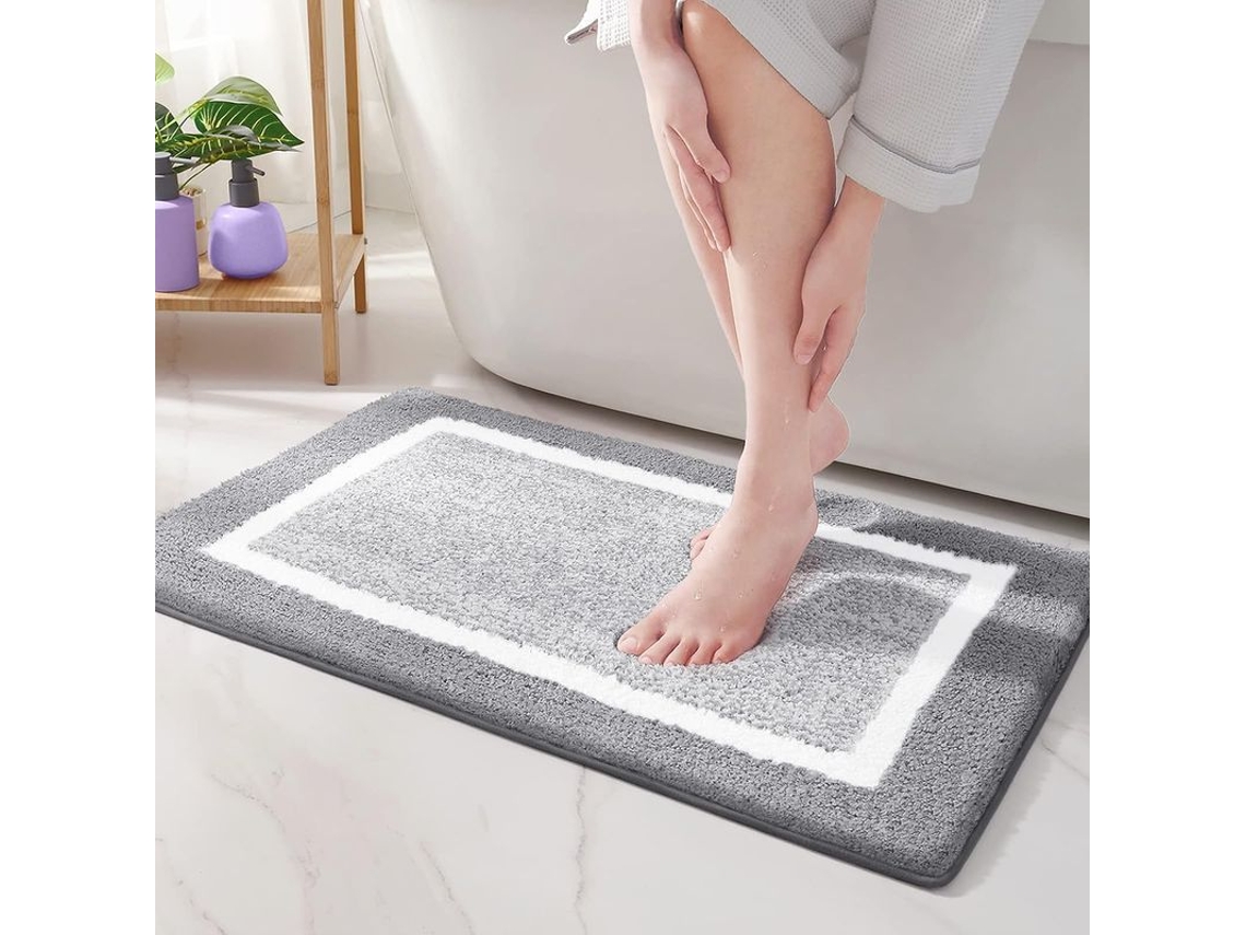 2026 tapete de Banho Linjou 43x61cm Microfibra Suave, Antideslizante, Ultra Absorbente (cinza)
