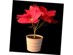 Luminária Decorativa em Forma de Vaso de Flores, Simulando uma Grande Flor Vermelha com Luz Quente. SFUSHOS