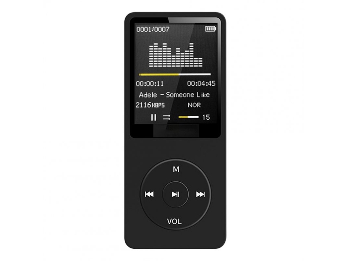 Leitor Mp3 Bluetooth Sem Perdas Rádio Fm Portátil Externo Gravador Estudantil Ultrafino Preto*
