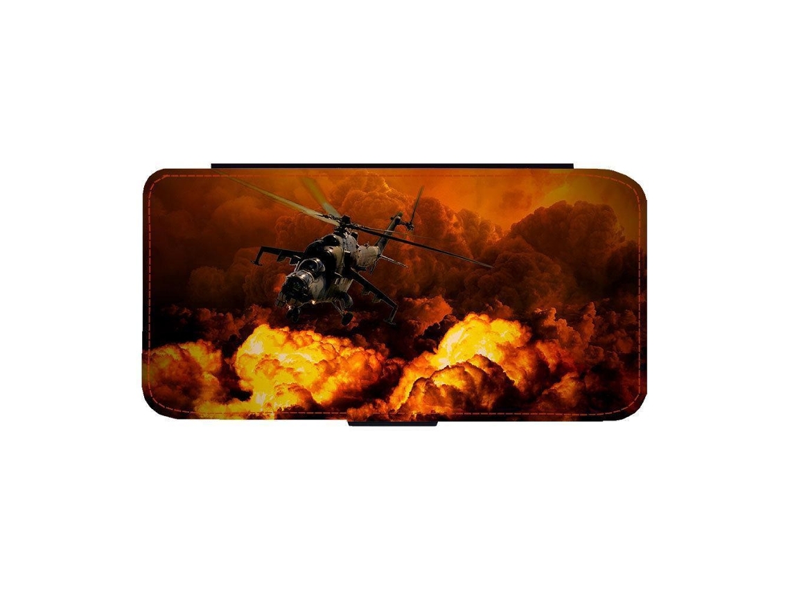 Capa Flip Para Iphone 17 Pro Com Helicóptero Do Exército Em Guerra