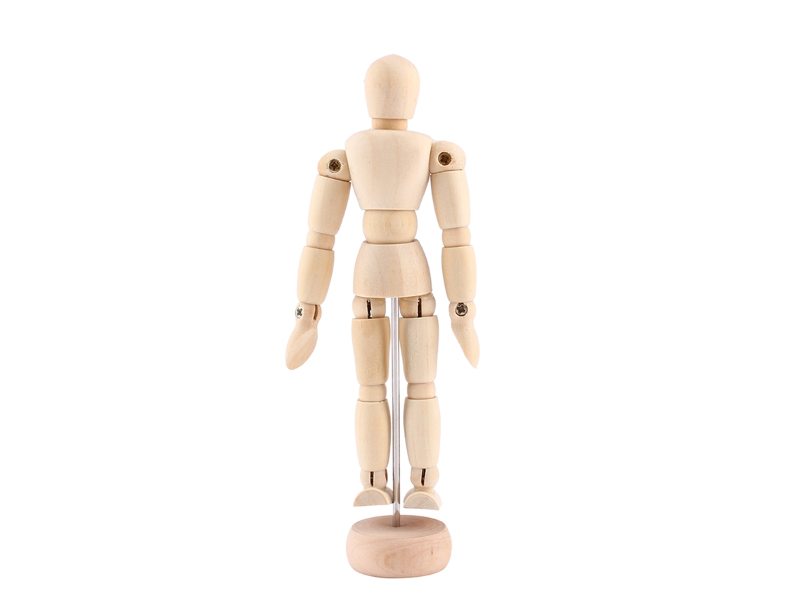 Manequim de Madeira Articulado para Desenho Artístico Modelo Humano 4.5 Polegadas