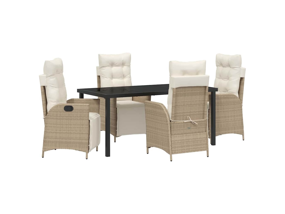 Maison Exclusive - Conjunto De Jantar Para Jardim Com Almofada 5 Pcs Bege Vime Pe