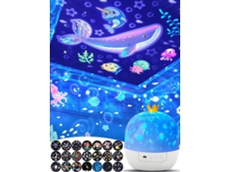 Projetor de Luz Noturna Infantil, 21 Cenários de Filmes e Projeção Céu Estrelado, Rotação de 360° no Teto, Ideal para Quartos e Berçários BRILVIBERA