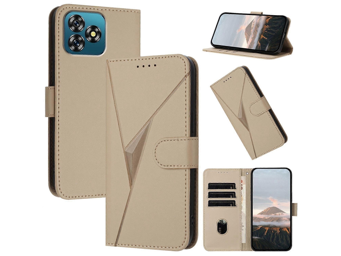 Capa De Couro Para Celular Com Fecho De Fivela E Padrão Triangular
