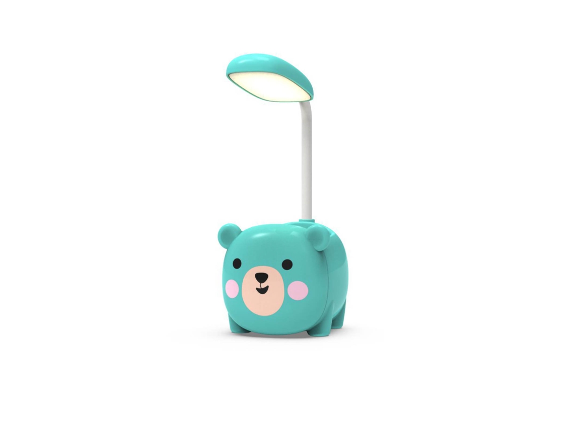 Lâmpada Mesa Estudantes Urso Azul Usb Olho Protegido Led