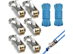 Tensor de Corda e Linha Barraca Paracord Retrátil Resistente Mosquetão Liga Metálica, Fixadores À Prova Vento para Barracas AQUAFORGE (pacote com 6)