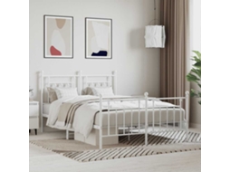 Vidaxl Estrutura De Cama Com Cabeceira E Pés 140x200 Cm Metal Branco