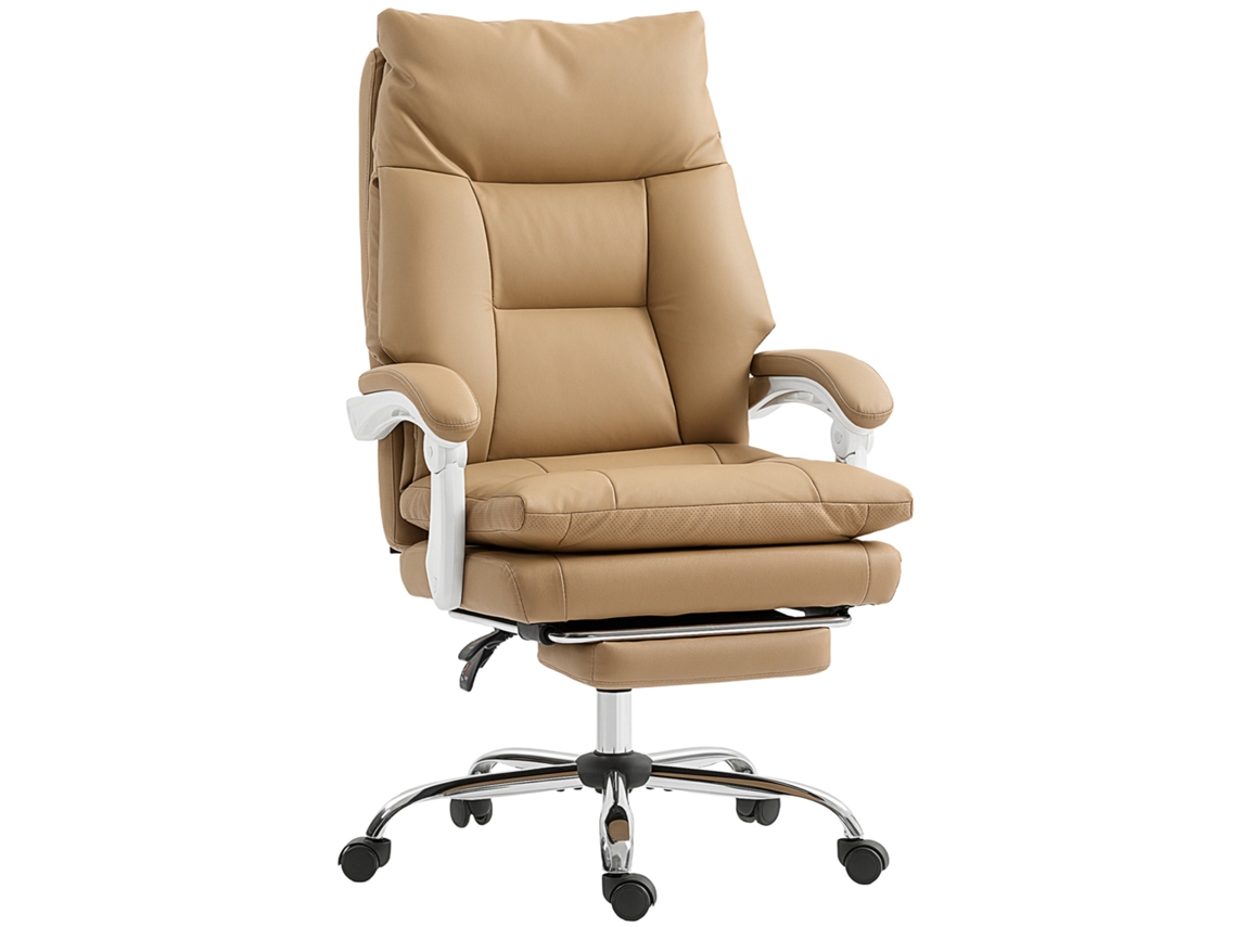 Cadeira Escritório Ergonómica, Apoio Lombar E Pés, Castanho Claro