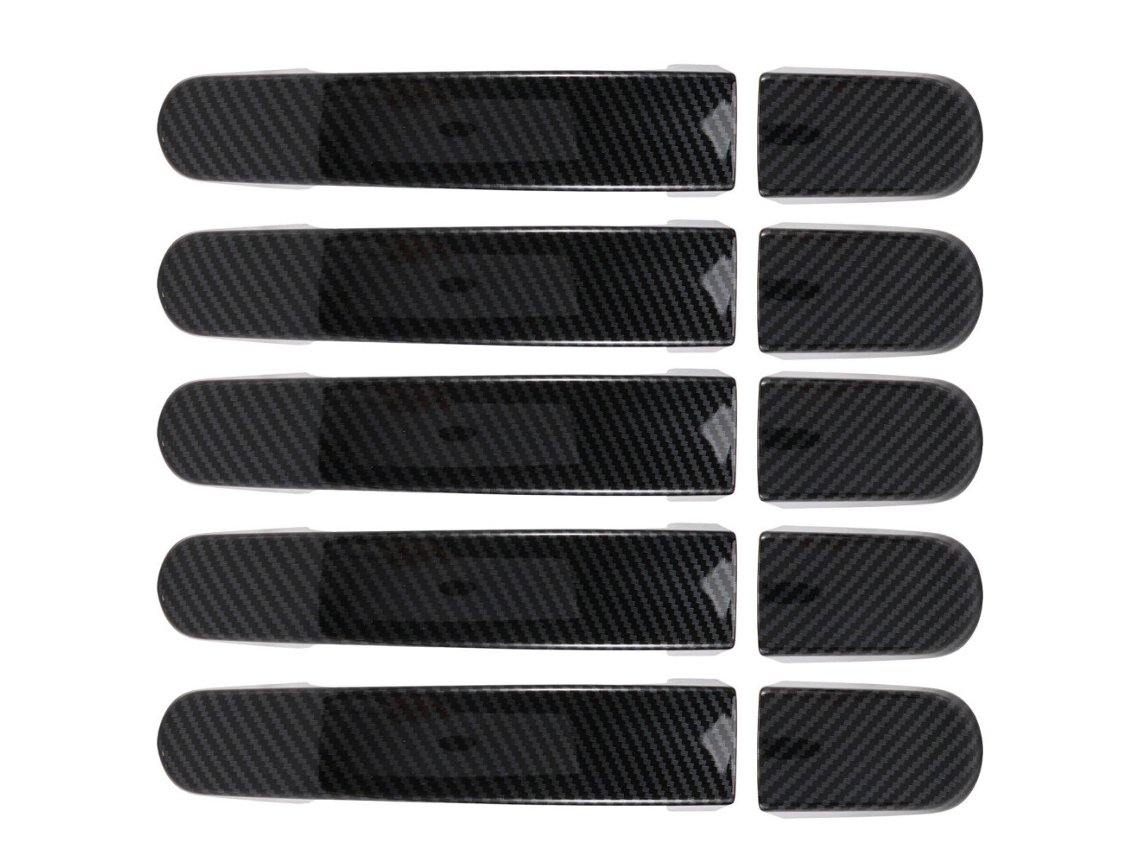 Kit com 5 Capas de Acabamento para Puxadores de Portas Estilo Fibra de Carbono Compatível com Transit Custom e Tourneo (2014 2020)
