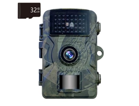 Câmara de Caça WARM Gravação + Cartão Micro SD 32GB Vídeo e Fotos 12MP Deteção Movimento Visão Noturna À Prova Chuva Full HD 2''