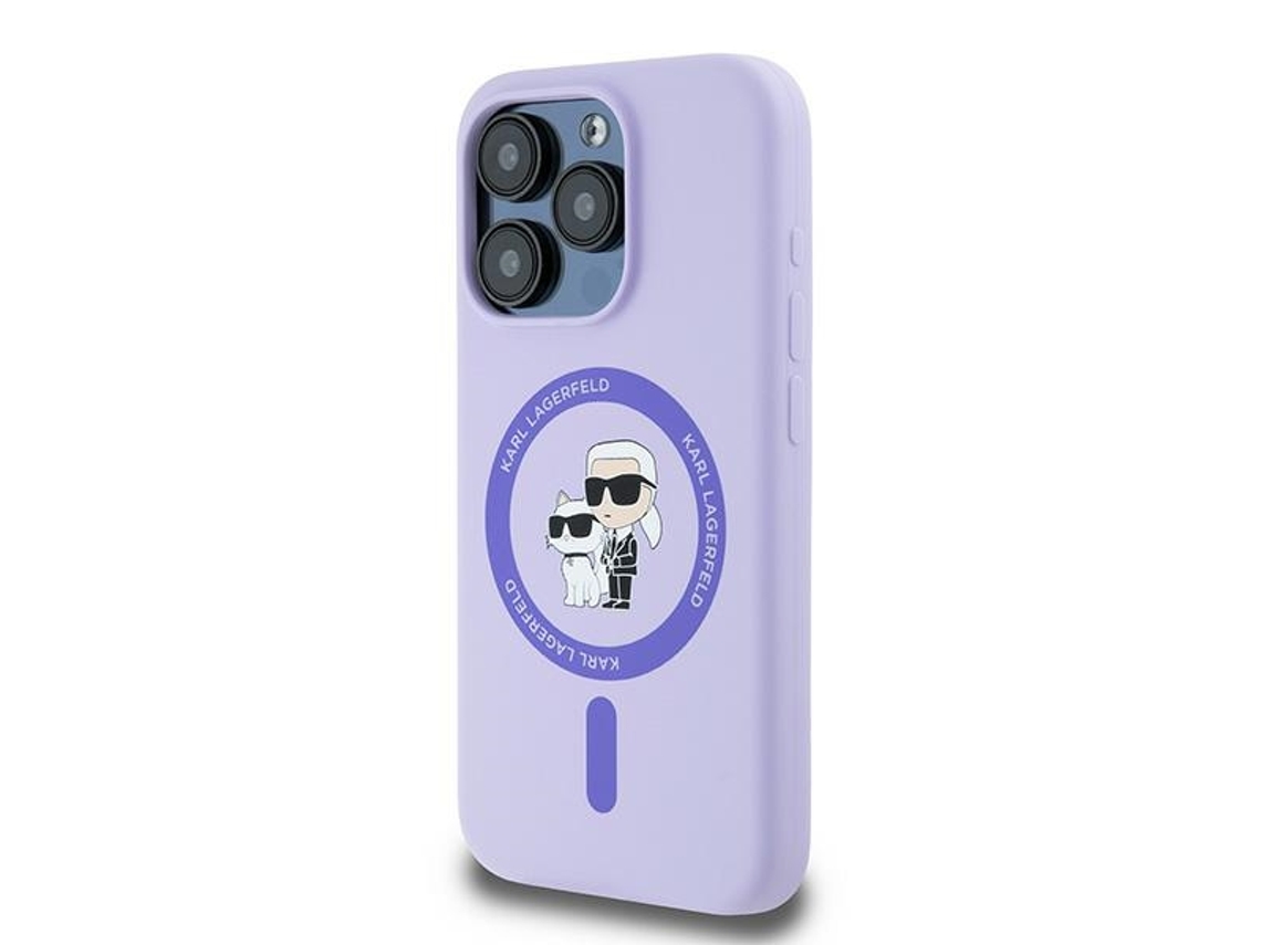 Capa para iPhone 15 Pro KARL LAGERFELD Silicone Rígida Roxo