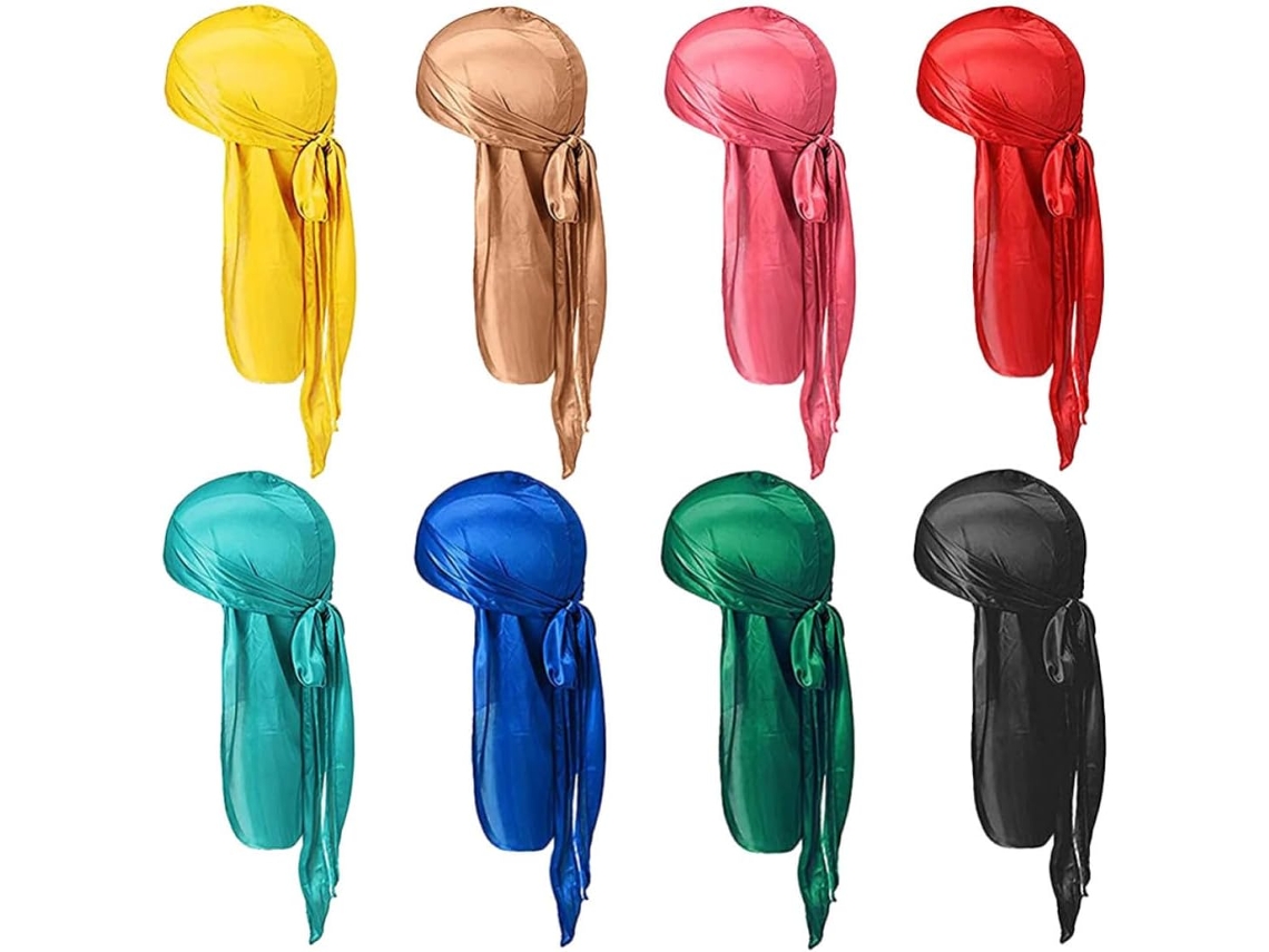 Conjunto de 8 Durags Longos de Cetim SFUSHOS