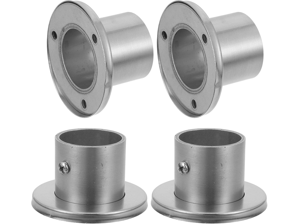 Conjunto Luxshiny De 4 Suportes Para Varão Cortina Chuveiro Em Aço Inoxidável Com Flanges Redondas Roupeiro Doméstico