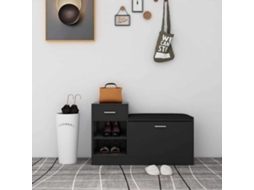 Vidaxl Banco Sapateira 94,5x31x57 Cm Derivados Madeira Preto Brilhante