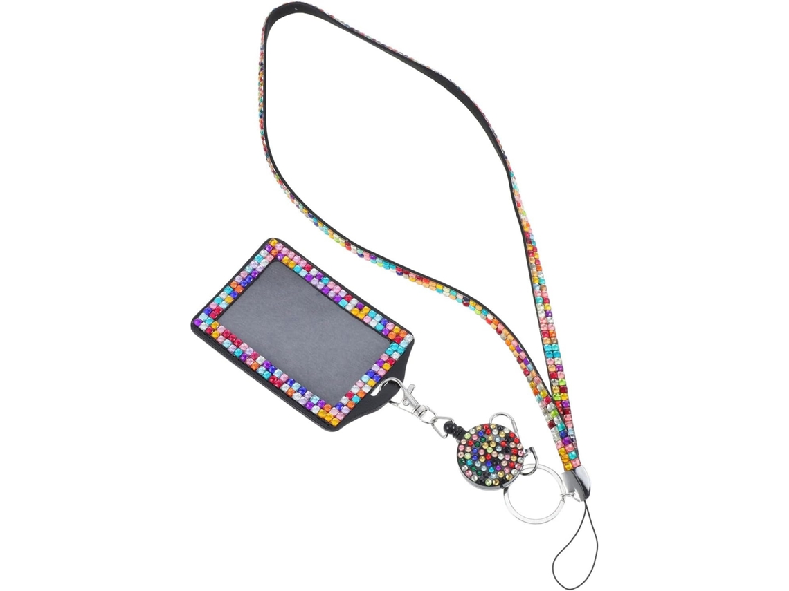 Lurelia Porta-crachá Retrátil Com Cordão Com Strass Em Veludo Para Escritório E Escola