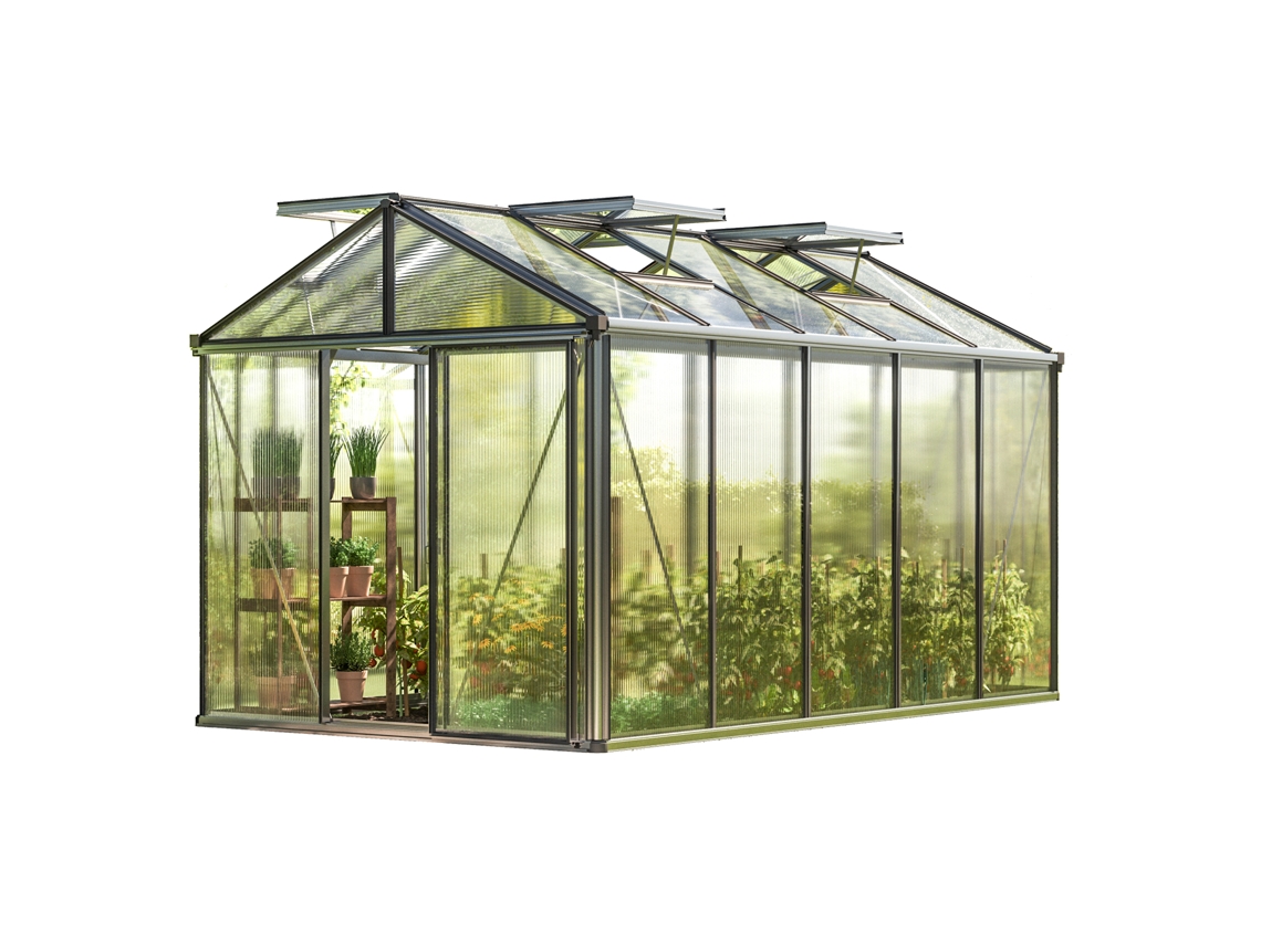 Gfp Estufa Diamas 23 Premium 235x385 Cm Placas Alveolares De 16 Mm, Cor Alumínio Natural Gfp Garten Freizeitprofi