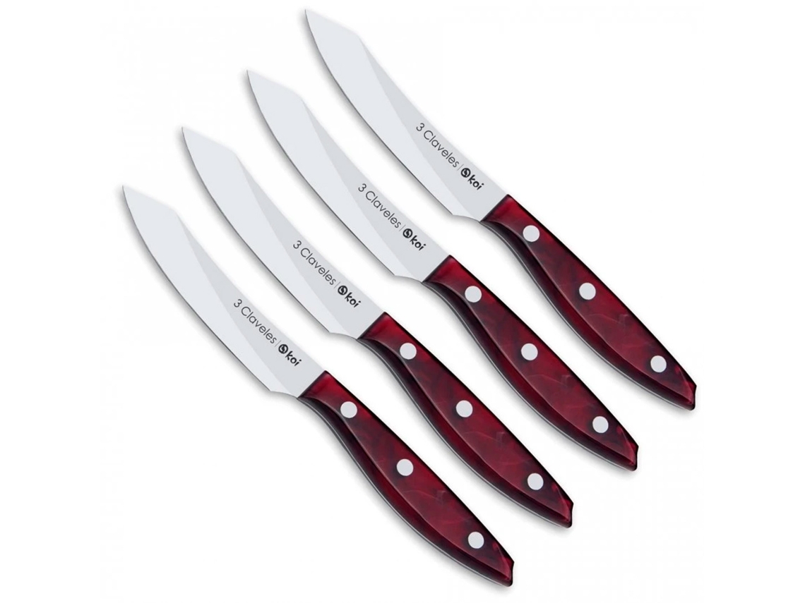 Conjunto de 4 facas de bife Koi 3 Claveles de 11,5 cm