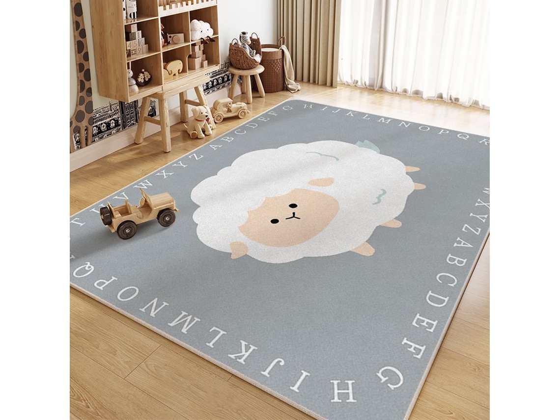 Tapete de Atividades com Alfabeto Animal, Tapete de Engatinhar para Crianças, Tapete Educativo Antiderrapante,ovelha/50x80cm GERTIZ
