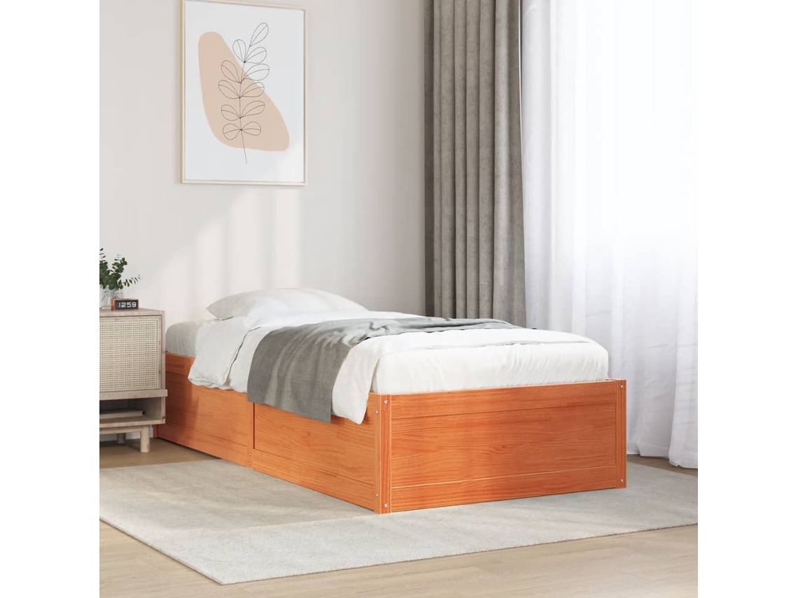 Cama Sem Colchão 90x200 Cm Pinho Maciço Castanho-mel