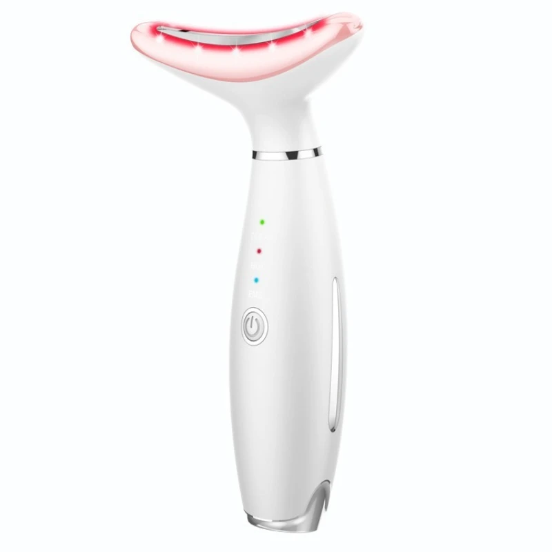 Massageador De Pescoço (branco) Com 7 Cores, Portátil E Com Vibração Firmadora Para Uso Doméstico.