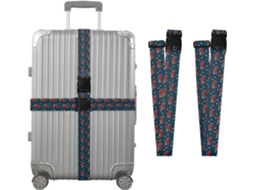 Conjunto De 2 Cintas Bagagem Azuis Com Estampa Retrô Carros Para Malas, Cintas De Viagem, Acessórios Para Cintos