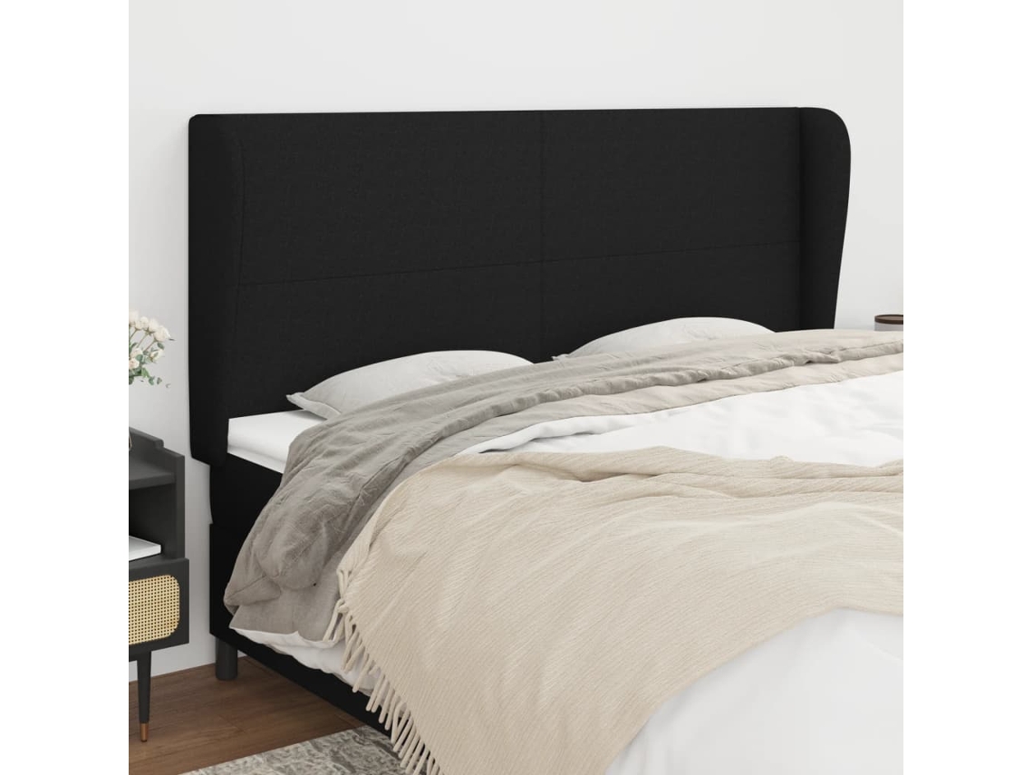 Cabecero con Alas de Tela 183x23x118/128 Cm Negro