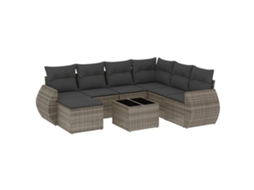 Conjunto de 8 Sofás de Jardim com Almofadões Vime Pe Cinzento MAISON EXCLUSIVE (8 pcs)