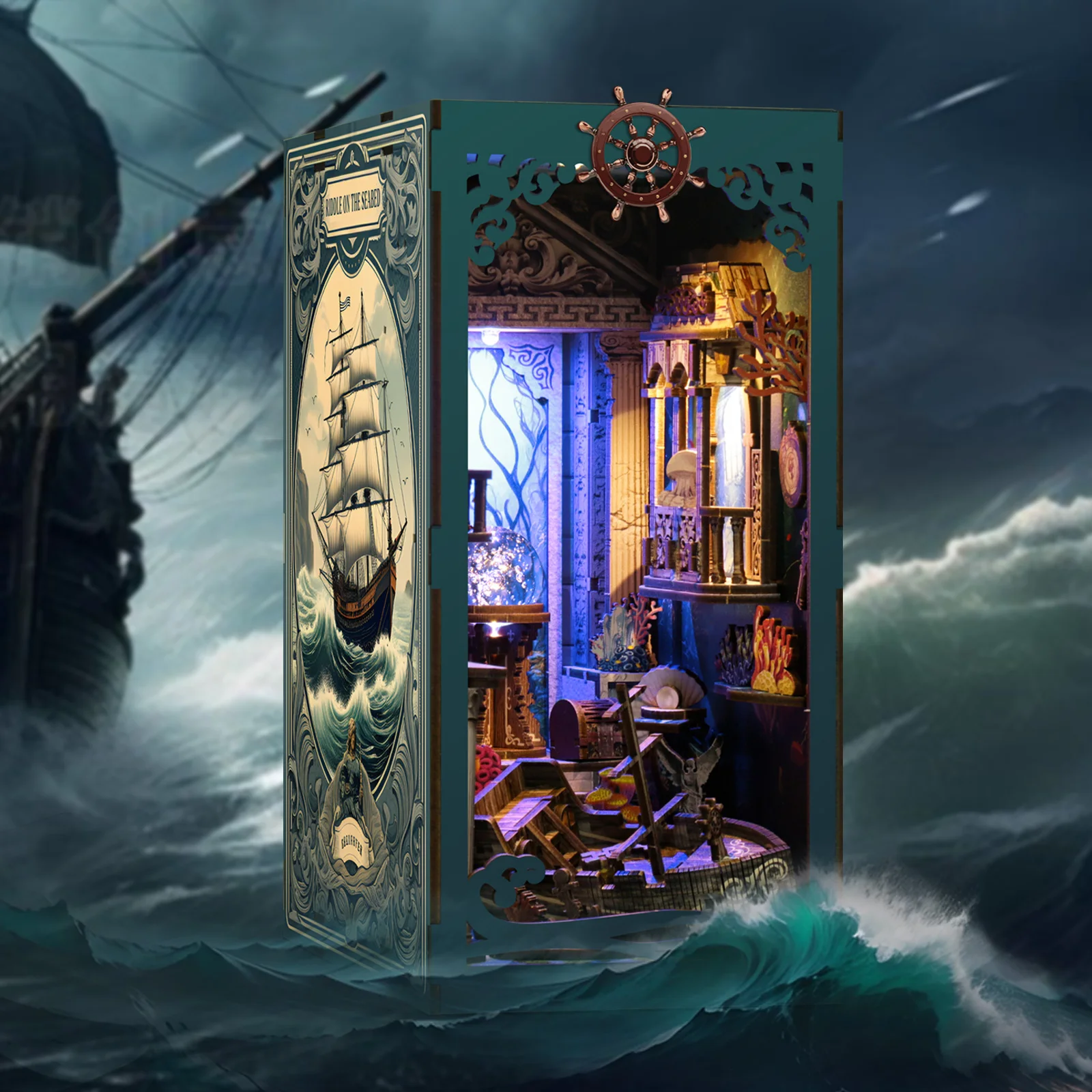Kit De Montagem De Quebra-cabeça 3d De Madeira Para Canto De Livro, Modelo De Mundo Subaquático Misterioso