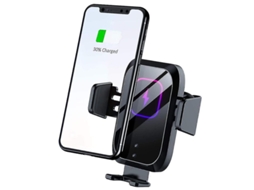 Carregador Carro Sem Qi Fast Charging Auto Clamping Car Phone Mount para Apple RADIODDITY Seda Preto
