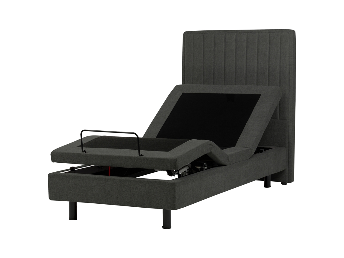 Cama Ajustável Estofada Com Gravidade Zero Beliani Castellan De Tecido Cinzento Escuro 90x200