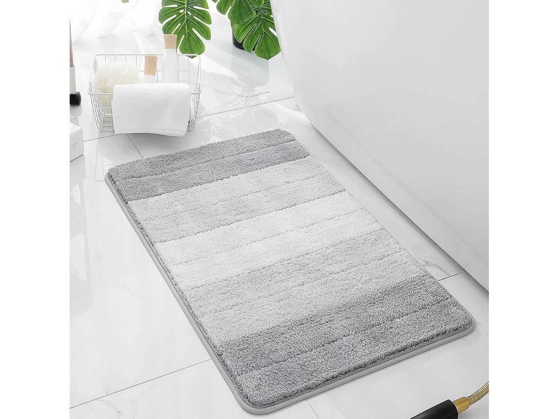 Tapete De Banho De Microfibra Pequeno 17''x24'' (degradê Cinza) Ultra Suave Absorvente Antiderrapante