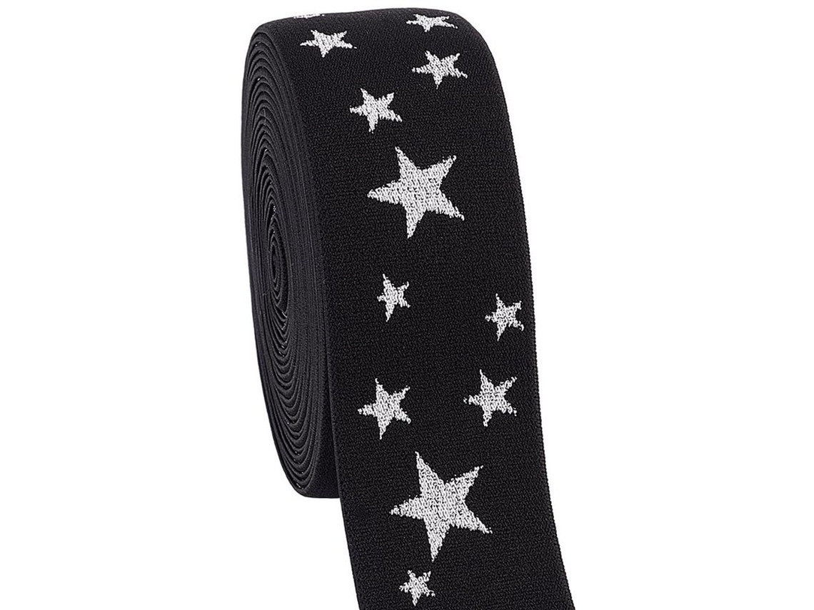 Elastische Band 40 Mm Breed - 5 Meter Gekleurd - Sterrenpatroon - Voor Naaien - Brede Toepassingen - Naai-elastiek