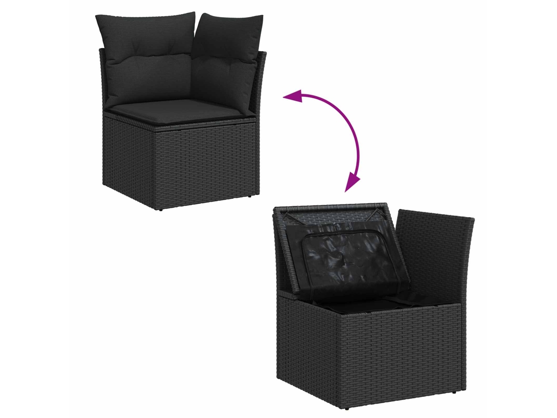 Conjunto de sofá de jardim 9 peças Preto Vime Pe MAISON EXCLUSIVE