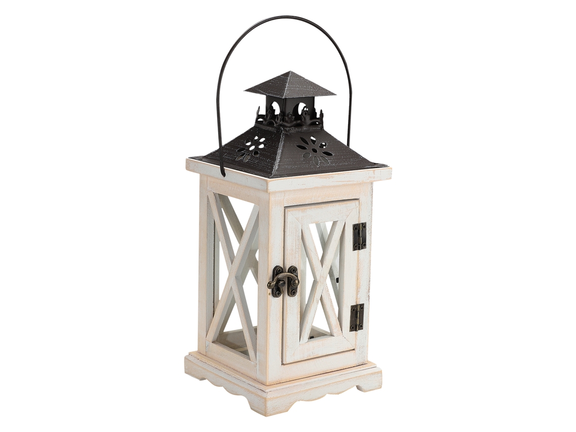 Lâmpada de candeeiro retro em estilo madeira branco com base de LAXISCREED